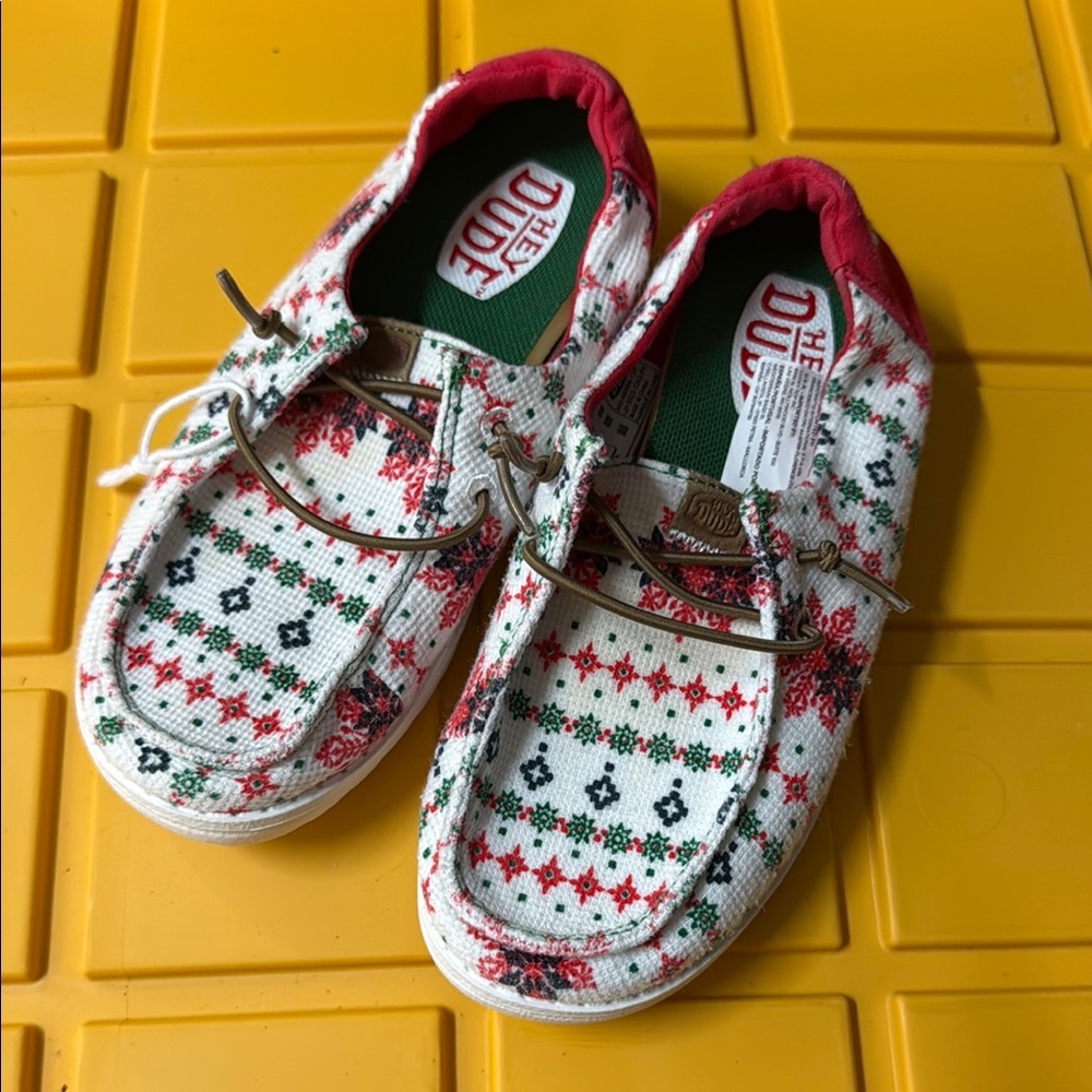 Hey Dude Kids' Festive Red and Green Shoes